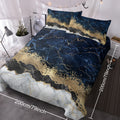 Chic white marble bed linen with gold accents.