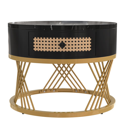 Round Coffee Table Made Of MDF With Marble Grain Veneer