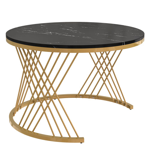 Round Coffee Table Made Of MDF With Marble Grain Veneer