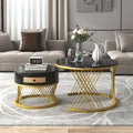Round Coffee Table Made Of MDF With Marble Grain Veneer